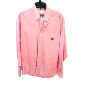 Cinch Mens Pink Button-Up Long Sleeve Cotton Western Cowboy Shirt Size L Rodeo